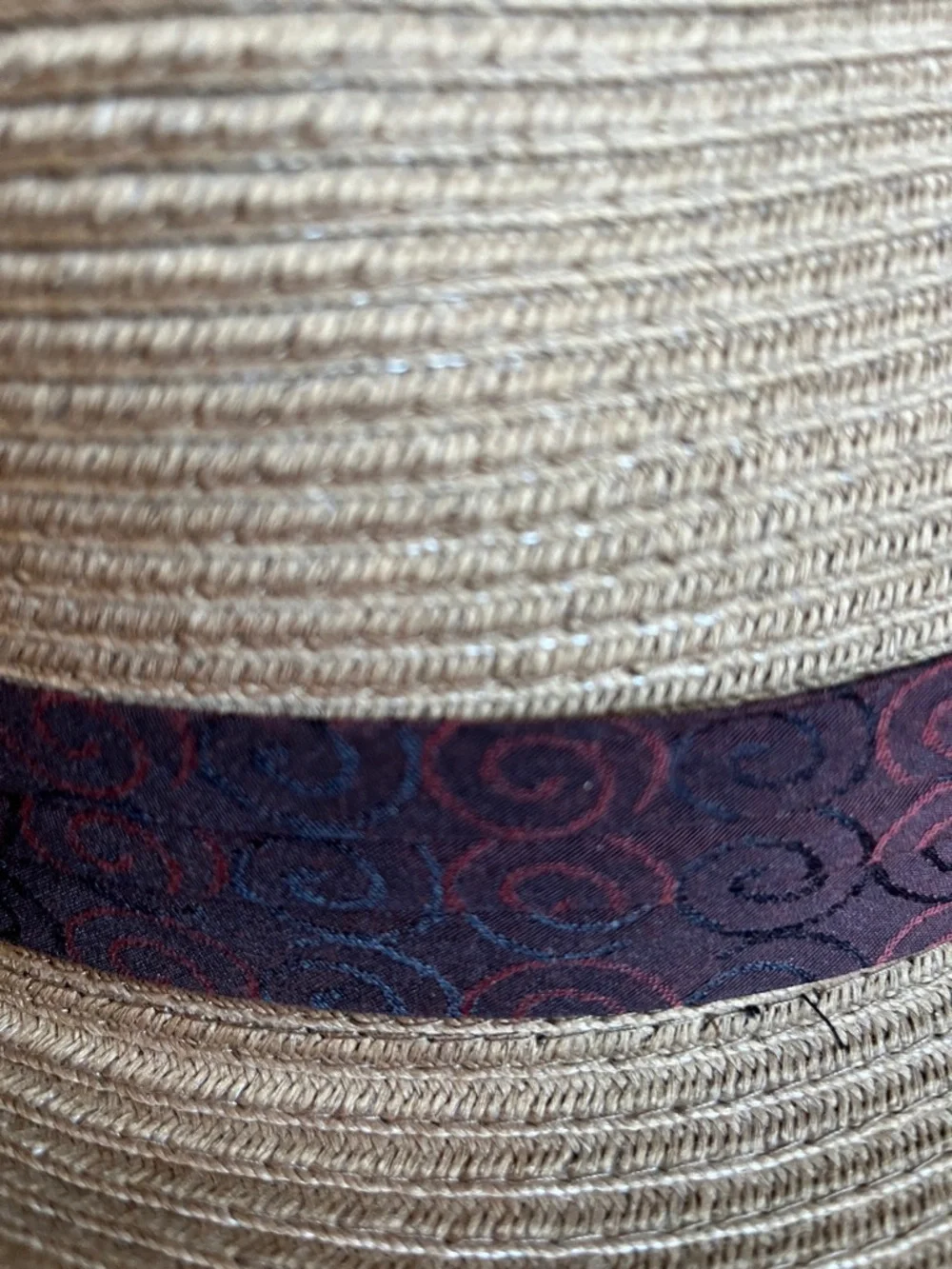 Peter Grimm Braided Straw Fedora with Burgundy Band S/M
